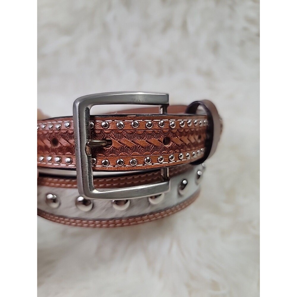 Ranger Belt Company Western Leather Belt Studded Cowgirl Womens Size 32 Cowhide - Picture 5 of 10